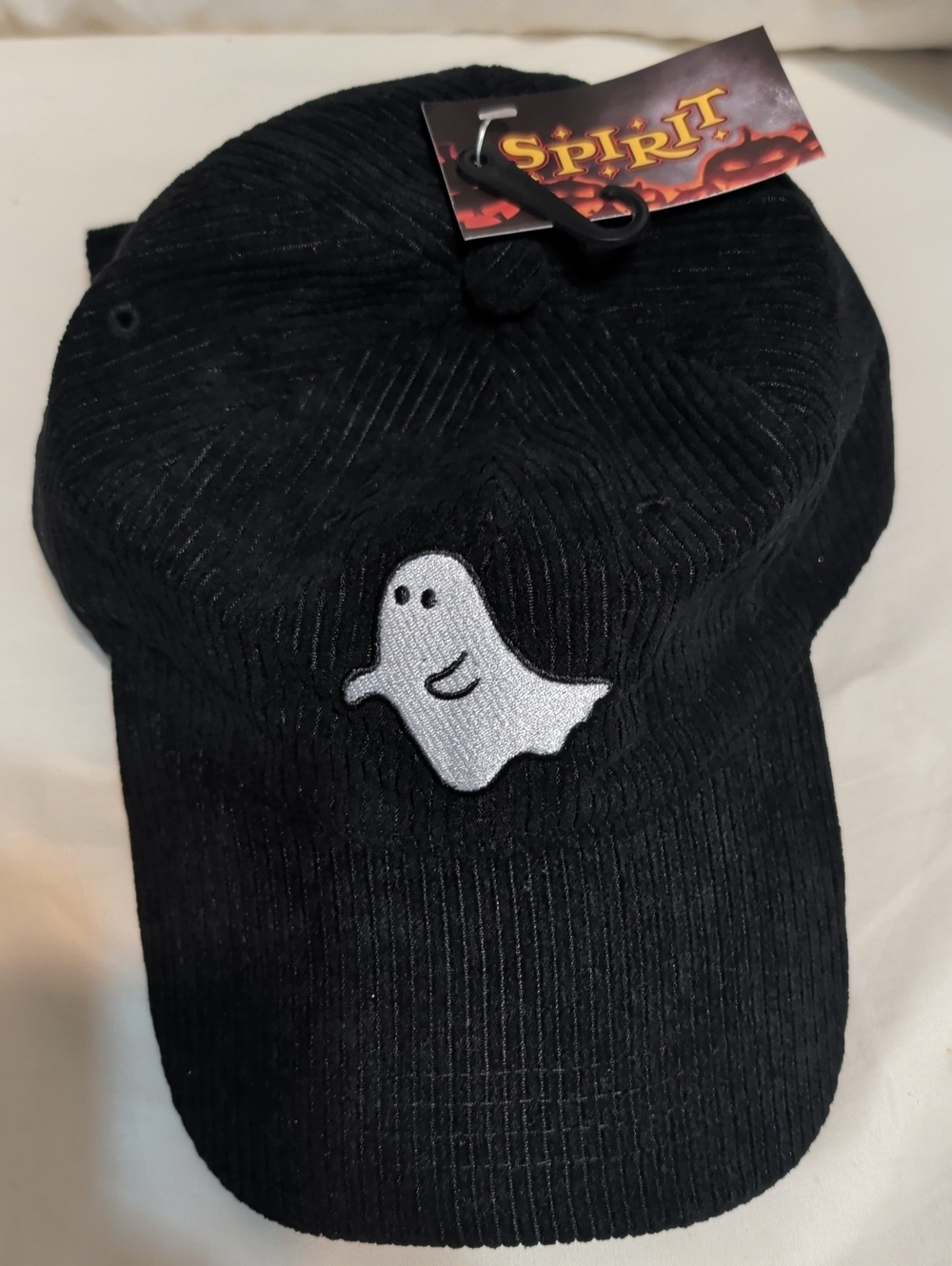 Spirit Black Corduroy Kids Cap with White Ghost Patch